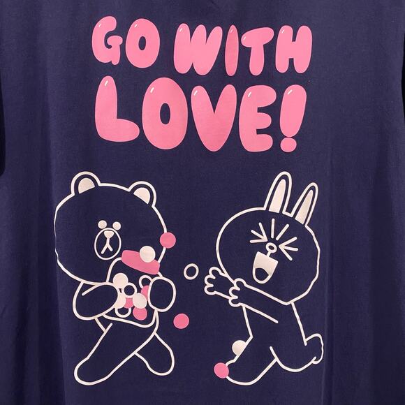 Uniqlo X Line Friends Women Navy "Go With Love" Short Sleeve Graphics Tee Size M - Picture 3 of 5